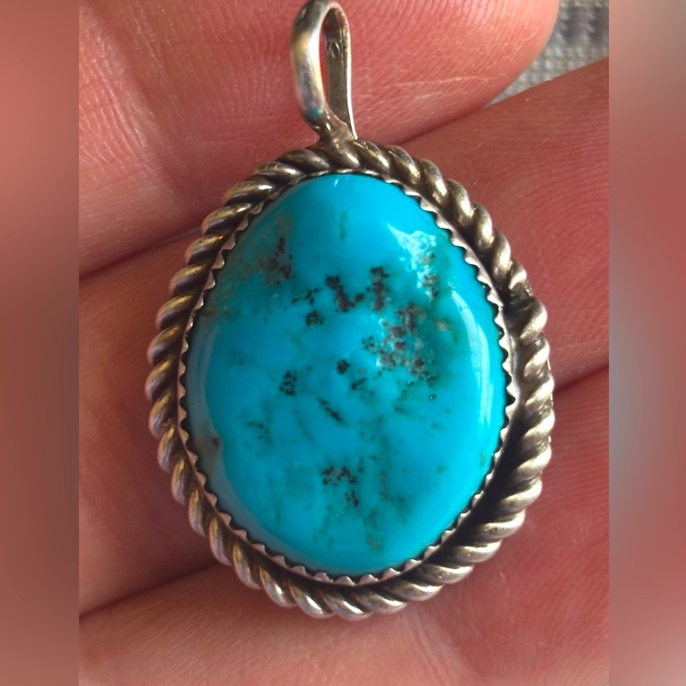 Turquoise set in Sterling Silver pendant